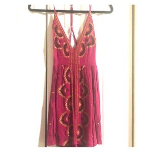 Free people INTIMATELY Gold Embroidered Dress